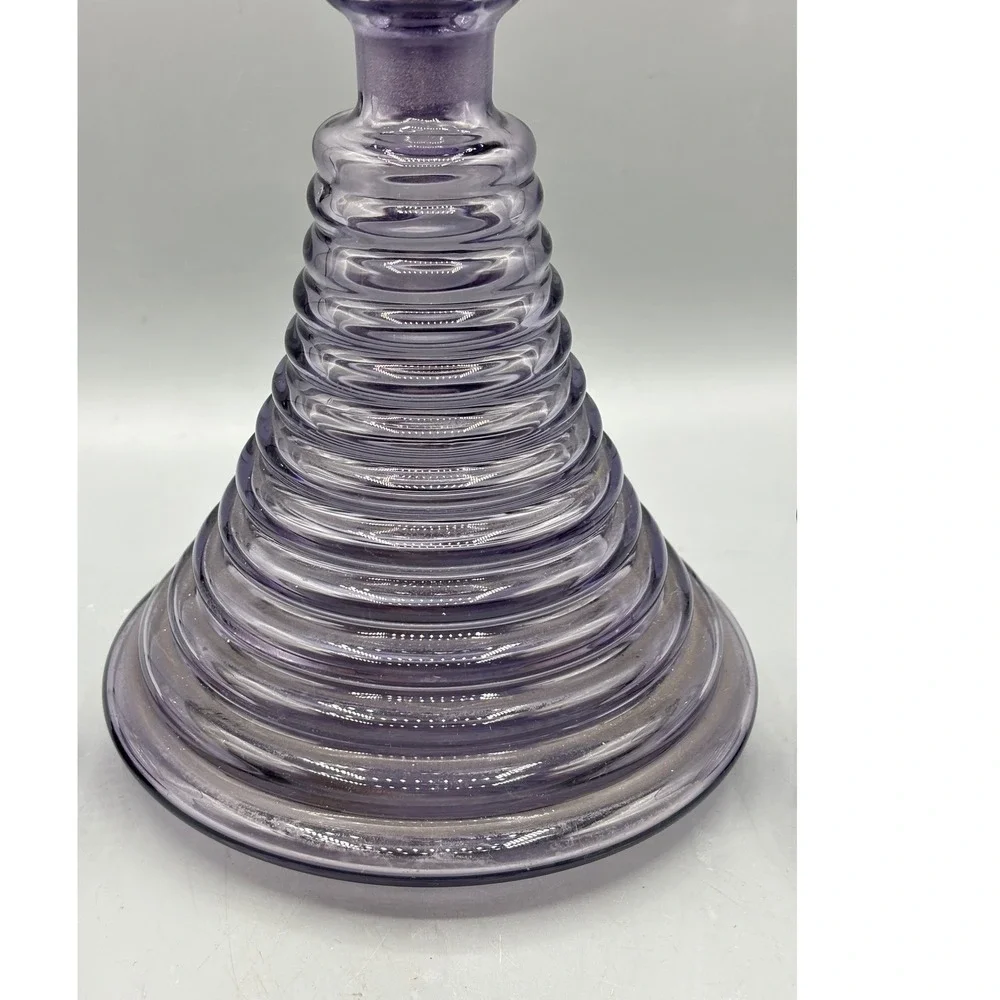 Vtg Purple Glass Beehive Decanter Set 5 Ribbed Shot Glasses Barware Unique EMPTY